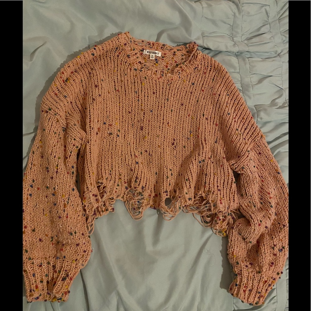 Soft Cropped Distressed Sweater